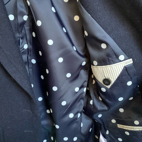 100% wool navy Brooks Brothers Blazer, dots lining - Picture 6 of 8
